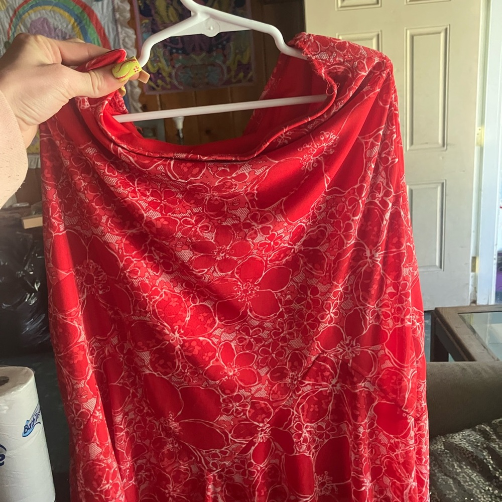 Red Floral Patterned skirt